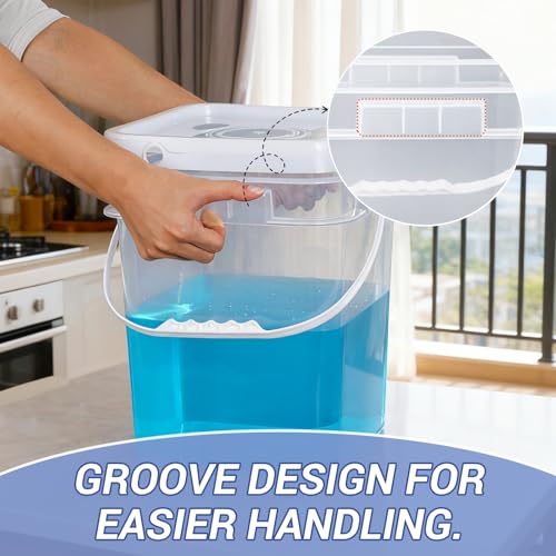 ASEVAT Square 3.5 Gallon Bucket with Lid, Clear Food Grade Storage Containers with Lids, Pail Container with Handle, Bucket for Cleaning Heavy-Duty Extra Durable BPA Free - size: 3.5Gal
