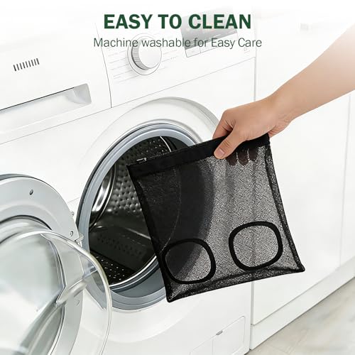 Mesh Guinea Pig Hay Feeder Bag for Guinea Pigs Rabbits Chinchillas, Hanging 2-Hole Hay Dispenser Breathable Wear-Resistant (Black) - color: black
