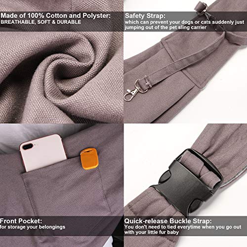 OWNPETS Pet Sling Carrier, Pet Sling Carrier Bag Safe,Fit 10~15lb Cats&Dogs, Comfortable, Adjustable, Perfect for Daily Walk, Outdoor Activity and Weekend Adventure | Soft Breathable Fabric, Secure Safety Hook, Adjustable Strap for 10-15lb Pets, Ideal for