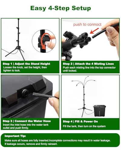 Portable Misting System with Stand, Water Cooling Misters Set for Outside Patio - 9L Bucket Built-in 10000mAh Battery & PCS Pump & Timer for Outdoor, Canopy, Sport, Golf, Beach, Greenhouse, Camp