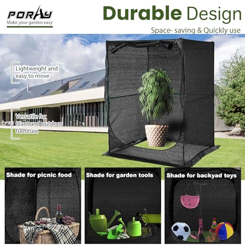 Portable Large 4'x4' Sunshade Cloth Gardening Net,Easy Set up Crops Shade Net 5.7FT Tall Cover, UV Resistant Plant 80% Sunblock for Vegetables,Fruits and Mini Flower Pot with Stakes - size: 4X4X5.74FT