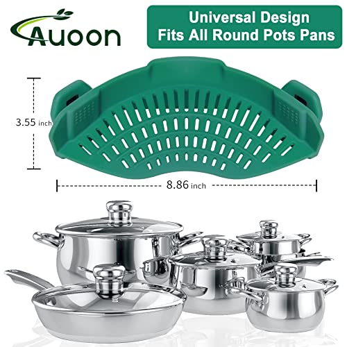 AUOON Clip On Strainer Silicone for Pots, Standard 8.86 x 3.55in, Sea Blue | Food-grade BPA-free, Fits Pots Pans Bowls, Dishwasher Safe, for Pasta Noodles Vegetable Fruits, Space-saving Kitchen Gadget - color: Sea Blue, size: Standard 8.86 x 3.55 in
