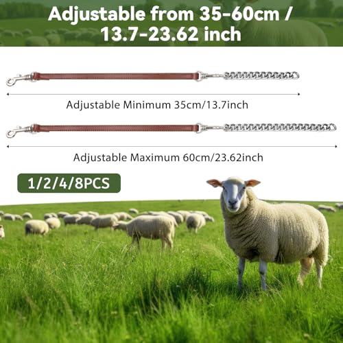 Misdary 2 Pcs Goat Show Collars, Adjustable 14"-24" Iron Chain Halter for Sheep, Horses, Dogs, Cows & Calves, Farm Animal Supplies Accessories Animal Lovers Gift (14'',Brown) - color: Brown