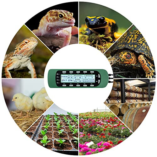 REPTI ZOO Reptile Digital Thermometer Hygrometer Controller for Tank Terrarium - Waterproof Reptile Timer with Thermostat Controller Lighting Timer - color: Thermometer Hygrometer Controller