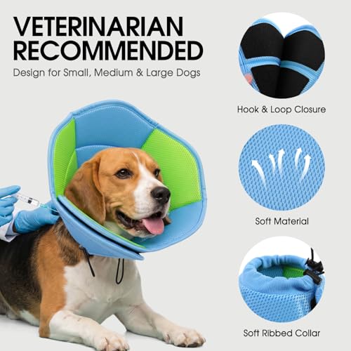 Dog Cone - Soft Cone for Dogs to Stop Licking, Pet E-Collar Alternative After Surgery, Adjustable Pet Recovery Collar for Wound Healing, Light Blue Small - color: Light Blue, size: Small