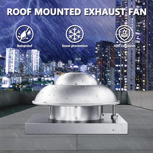Roof Mounted Exhaust Fan Direct Drive Axial Downblast Exhaust Fan -19" Fan Base, 1/30 HP 500 CFM 115 Volt Single Phase Motor - size: RMD10