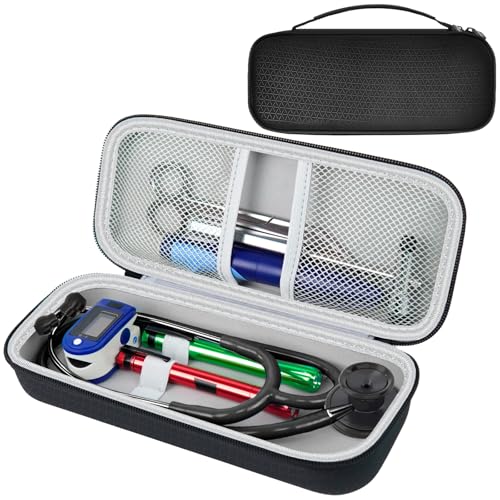 Stethoscope Case for 3M Littmann/for MDF,Nursing School Essential Organizer‌ | For Classic III Monitoring/Lightweight II SE/Cardiology IV Diagnostic/Acoustica,Doctor/Student/Clinical Use,Case Only,G-Black - color: Matte Black