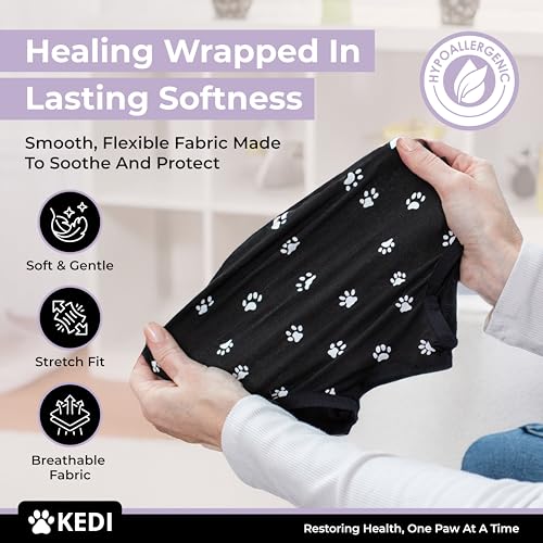 Cat Surgery Recovery Suit Female Cat Onesie for Cats After Surgery Spay Surgical Abdominal Wound Skin Diseases E-Collar Alternative Wear (Black, Medium) (Pack of 2) - color: Black, size: Medium (Pack of 2)