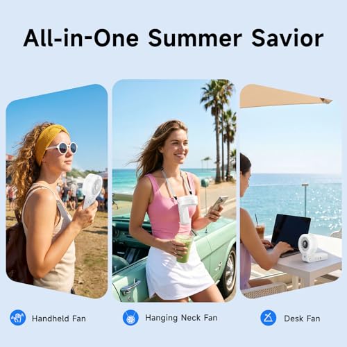 HandFan 4000mAh Handheld Turbo Misting Fan, 100 levels Adjustable High Speed Mister Fan, Portable Spray Water Mist Fans, Foldable Mini Hand Fans for Summer Beach Travel Concerts Disney(White) - color: White