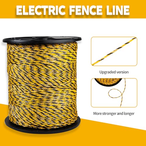 3280FT Electric Fence Polywire – 6 Stainless Steel Conductors, Portable Temporary Fencing for Horses, Goats, Dogs – UV Resistant, High Visibility for Livestock Containment - color: yellow and black, size: 3280 Ft