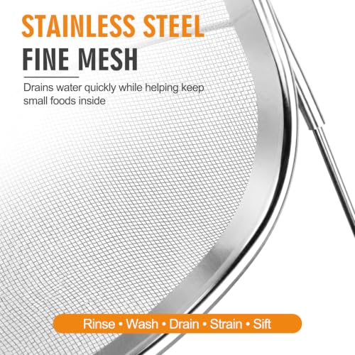 Palksky Over the Sink Colander, Stainless Steel Fine Mesh, 6 Quart 2 Pack | Expandable handles fit most sinks; fine mesh drains pasta, rice & produce - color: 6-Quart Over the Sink Colander 2 PCS