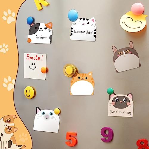 Yinder 24 Pads Cute Cat Sticky Notes Kawaii Animal Sticky Notes Pads Bulk | Fun Cartoon Memo Pad Self Adhesive Tab Back to School Gift for Teacher Student Classroom Veterinary Cat Office Supplies - style: Cats