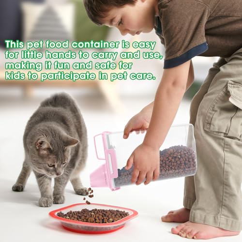 TBMax Rice Container 2 Pack 5 Lbs Cereal Container Storage, Kitchen Pantry Food Storage Holder with Cup, Small Pet Dog Cat Food Container -Pink - color: Pink 3+3Qt