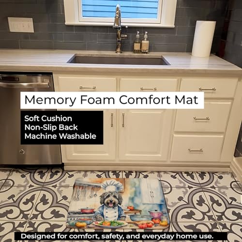 Caroline's Treasures Bergamasco Sheepdog The Chef Memory Foam Kitchen Mat Machine Washable Anti-Fatigue Mat Cushion Comfort Bath Mat or Kitchen Rug - color: Bergamasco Sheepdog 6203
