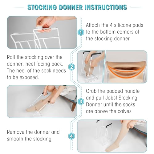 Zipcase Large Stocking Donner, for Calves from 18" to 20" in Circumference | Sock Aid Tool to Put on Compression Socks, Compatible for JOBST,SB SOX,CHARMKING,FITRELL,Bluemaple,COOLOVER, White - size: Large