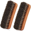 TAKAVU Shoe Brush 100% Genuine Horse Hair, Won't Scratch Leather (2pcs) | Horsehair Shoe Shine, Buff & Polish Brush for Boots, Dress Shoes, Bags, Belts & Furniture, Concave Wood Handle - size: 2pcs