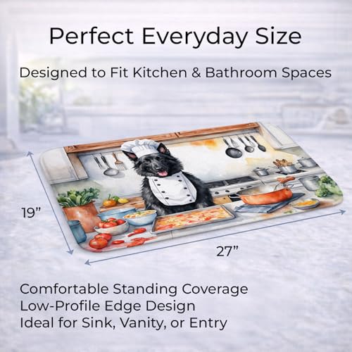Caroline's Treasures Belgian Sheepdog The Chef Memory Foam Kitchen Mat Machine Washable Anti-Fatigue Mat Cushion Comfort Bath Mat or Kitchen Rug - color: Belgian Sheepdog 6201