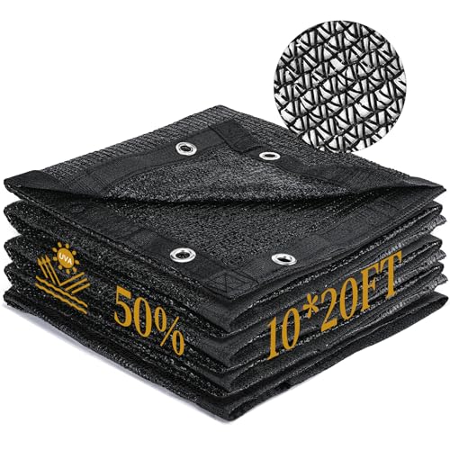 50% Shade Cloth for Garden, 10 x 20 FT Sun Shade Mesh Tarp with Reinforced Grommets, Durable HDPE Material Outdoor Shade Cloth for Plants, Greenhouse, Pergola and Backyard Patio Sunshade - size: 10 x 20 FT 50%