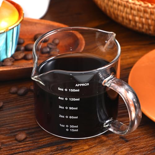 Yardwe Transparent Milk Pitcher 5 Oz Measuring Cup with Spout Household Creamer Pitcher for Coffee Milk Pudding and Ice 3.93 X 2.75 X 2.55 in