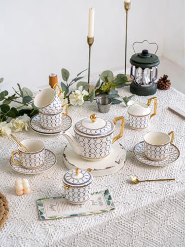 CwlwGO-European style cup and saucer set, 7 oz (about 198.4 grams) bone china exquisite glazed platinum tea cup and saucer (two sets), golden spoon, mug, cappuccino, latte, MOCHA, elegant female suit. - color: 2 pack