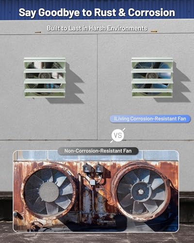 iLiving 16-Inch Corrosion Resistance Shutter Exhaust Fan, Single Speed - size: 16-Inch