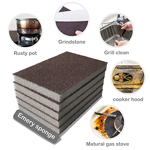 Krisler Carborundum Sponge Nano Emery Sponges, 8pc | Durable Stone Pot Clean Brush, Rust Eraser Grit Scouring Pads, Pot Cleaning Pads with Carborundum, Woks and Ceramic Stovetops - size: 0.4 Inch (Pack of 8)