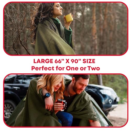 Olive Drab Green Warm Fire Retardant Blanket, 66" x 90" (80% Wool)-US Military Style
