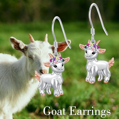 Goat Earrings 925 Sterling Silver Sheep Earrings Goat Jewelry Gifts for Women Mom Wife