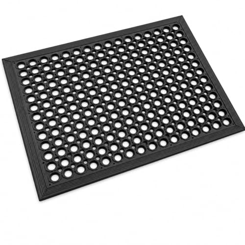 UNIMAT-Anti-Fatigue Outdoor Rubber Drainage with Non-Slip Backing Heavy Duty Mat for Restaurant Industrial Use-3'x 5' Black Mat-Ideal Bar Accessory | Non-Slip Backing, Heavy Duty, Restaurant Industrial Use, Ideal Bar Accessory