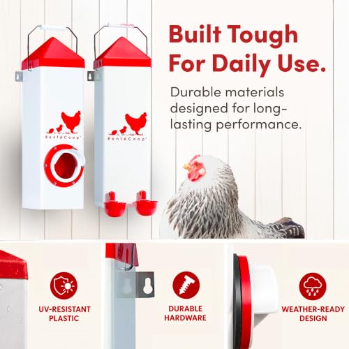 RentACoop High Rise 2 Gallon Chicken Waterer and 10lb Feeder Set
