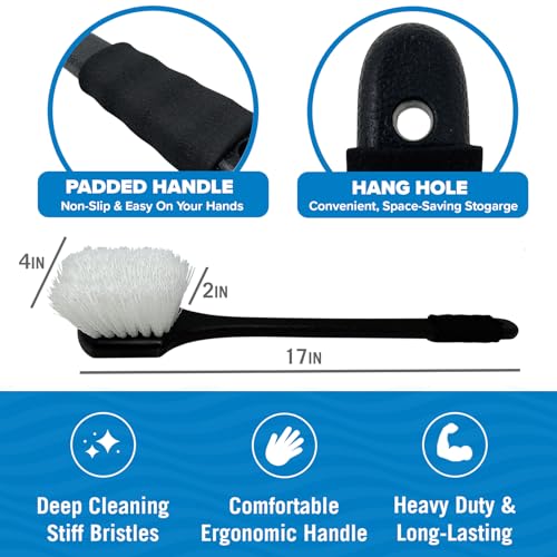 Stiff Hand Scrub Brush, Large Handle Heavy Duty Tire and Wheel Cleaning | Tool, Outdoor Boat Scrubber with Handle, Carpet Cleaner, All-Purpose Cleaning Brush - style: Long Handle