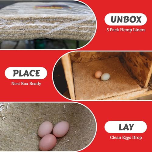 My Favorite Chicken Hemp Nesting Pads for Laying Hens, Nest Box Liners, Dense 1/2" Thick Poultry Nest Pads for Chicken Nesting Boxes, 5 Pack
