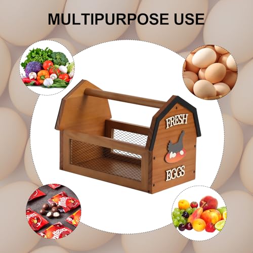 ZSHLXM Wood Farmhouse Egg Collecting Basket - Large Countertop Chicken Egg Basket - color: Brown, size: Large