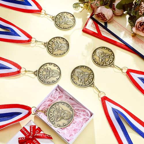 Remuuly 30/60 Pcs Goat Medals Bulk with Neck Ribbon Medals for Awards | 2 Inch, 3D Engraved, All Time Goat Trophy Gold MVP Champion Prize for Team Events, Sports Competitions Awards, Gift for Team