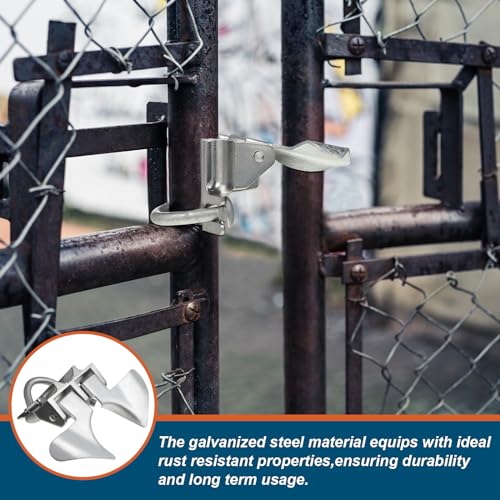 Tandefio 2 Pcs Chain Link Fence Butterfly Gate Latches Galvanized Steel Butterfly Latch Chain Link Gate Closer Fence Gate Latch for 1-3/8 Gate Frame and 2-3/8 Gate Post, Silver