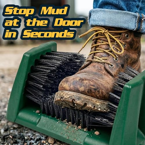 Neat Feet Boot Brush & Boot Scraper | Mountable Shoe Cleaner w/Screws, Injection Molded Plastic Mud Scrubber for Work Boots, Hiking & Outdoor Footwear, Weather-Resistant for Garage, Porch & Entryway