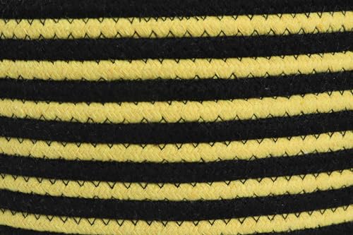 10x15 Inch Bee Basket with Lid, Handcrafted Cotton Rope Animal Storage Bin, Striped Bumble Bee Decor for Kids Bedroom Playroom, Yellow