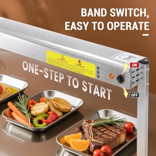 36-Inch Food Heat Lamp, 1000W Commercial Heat Lamp for Food, 115V | Keep Food Warm, Stainless Steel Heating Lamp, Hanging or Stand, Food Warmers for Parties Buffet, Restaurant, Kitchen, Silver - size: 36 Inch