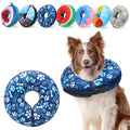 SCENEREAL Dog Cone Alternative After Surgery Donut Collar, Soft Inflatable | Pet Recovery Pillow Collar for Small Medium Large Dogs, Inflatable Neck Cone ECollar to Stop Licking, Blue Bone&Paw Print - color: Blue Footprints, size: XL(Neck 18"-21")