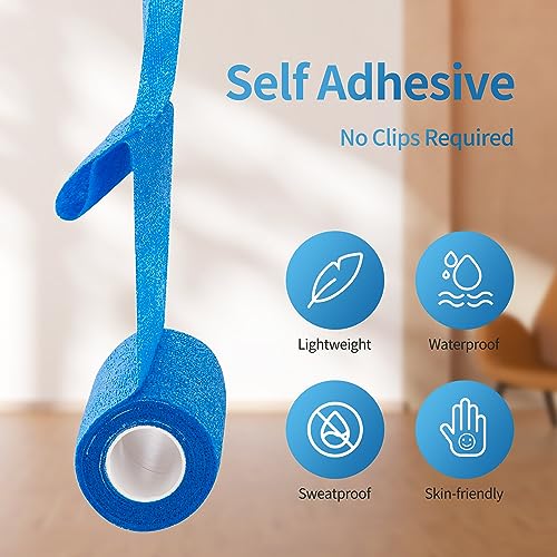 Adhesive Bandage Wrap 12 Pack Vet Wrap 4 inches x 5 Yards, Self Adhesive Cohesive Bandage Tape for Wrist & Ankle Protection (Blue) - color: Blue