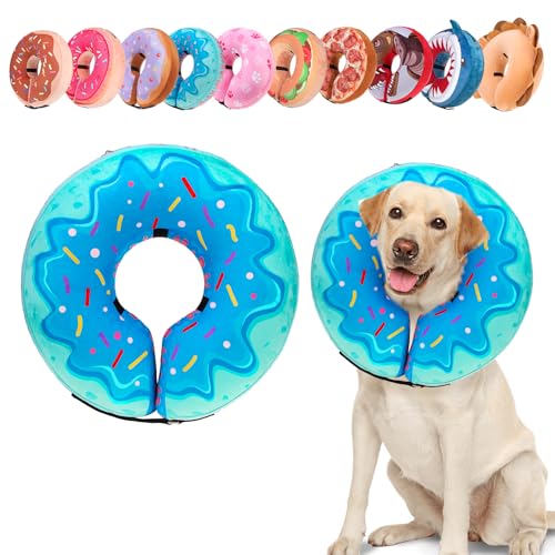 BEAUTYZOO Dog Cone Collar Alternative After Surgery,Pet Neck Donut E‑Collar | Soft Cone for Dogs to Stop Licking, Adjustable Recovery Collar for Large Medium Small Pets, Not Block Vision - Donut Blue, L - color: Blue Donut, size: L(Neck:16"-18")