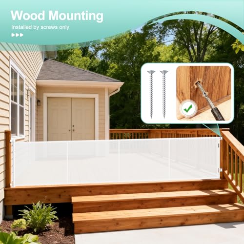 EZIGO Retractable Baby Gates Replacement Parts for 150/180/200'' Dog Gate | Full Set Wall Mounting Accessories Including Brackets, Latches, Screws for Extra Wide Baby Gate Retractable Dog Gate, White - color: White, size: Large