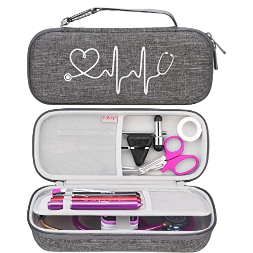 BOVKE Stethoscope Case for 3M Littmann Classic III Monitoring, Lightweight II S.E, Cardiology IV Diagnostic, MDF Acoustica Stethoscopes, Extra Room for Nurse Essentials and Supplies, Volcanic Grey - color: Volcanic Grey
