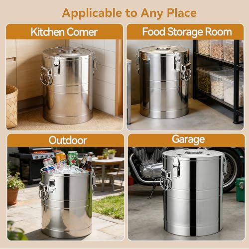 Newget 45 lb Stainless Steel Dog Food Storage Container with Scoop | Super Large Capacity, Airtight, Sturdy, Rust-Proof, Insect-Proof, Moisture-Proof, Easy to Use, Suitable for Store Pet Food - size: 45 lb