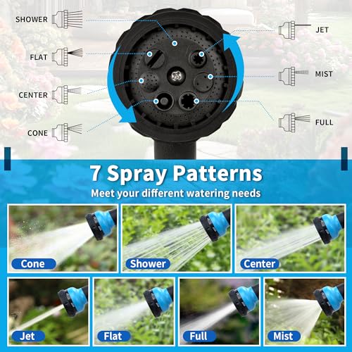 NEXCOVER Hose Nozzle, Garden Hose Nozzle - 7 Adjustable Watering Patterns, Heavy Duty Hose Nozzle Sprayer, Garden Sprayer Hose Attachment for Car Washing,Watering Plants,Pets Showering,Lawns Cleaning - color: Sky Blue