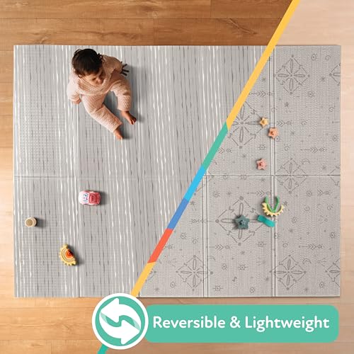 Nuby Reversible Baby Floor Mat | Gray Moon and Arrows - style: Graceful Gray