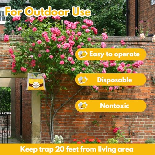 6 Pack Disposable Hanging Wasp & Yellow Jacket Traps Outdoor | Hornet Trap, Carpenter Bee Trap for Outside, Wasp Catcher, Disposable Wasp Bags, Suitable for Patio, Yard, Garden Outdoor Use - size: 6 Pack