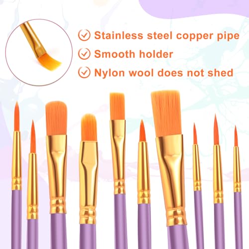 ESRICH 60PCS Paint Brushes, Paint Brush for Acrylic Painting | Artist Paintbrushes for Oil Watercolor, Body Face Rock Canvas, Small Paint Brushes for Kids,Purple - color: Purple, size: 60