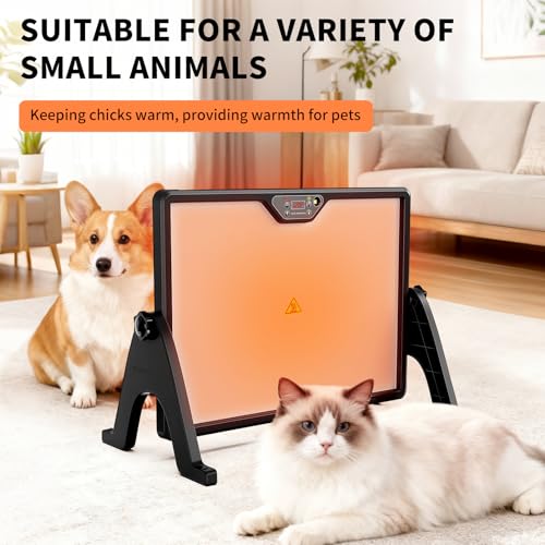 Chicken Coop Heater, 360° Rotatable Dual-Side Chick Heating Plate with Precise Temp Control, Brooder Warmer for Poultry, Pets, Home Breeders, Fits Chicken Coops & Pet Incubators
