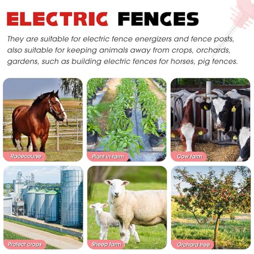 200 Pcs Electric Fence Insulator with 1 Pcs Insulator Socket Tool Screw in Ring Post Wood Post Electric Fence Ring with Socket Tool for Animal(Red) - color: Red